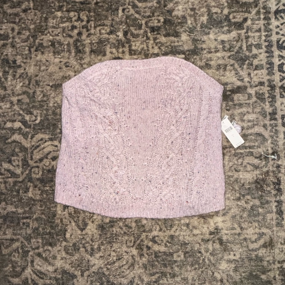 Maeve Light purple Cable Knit strapless Crop Top size large